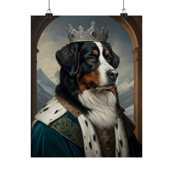 Bernese Mountain Dog Kings & Queens Royal Portrait Matte Poster, Regal Dog Art Print, Bernese Mountain Dog Lover Gift, Wall Art