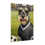 Miniature Schnauzer Soccer Portrait Oil Painting Canvas Wall Art, Schnauzer Dog Lover Gift, Pet Decor, Sports Fan Home Decor