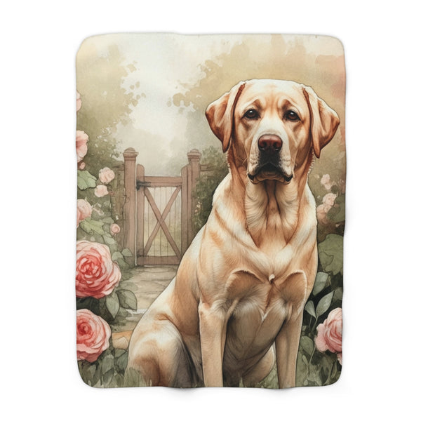 Labrador Retriever Watercolor Cottage Garden Throw Blanket | Premium Dog Prints | Tritan