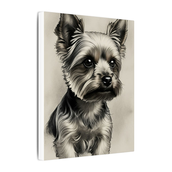Yorkshire Terrier Charcoal Portrait Canvas Wall Art | Yorkie Dog Lover Gift | Pet Memorial Decor | Ready to Hang Print