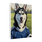 Siberian Husky Oil Painting Soccer Portrait Canvas Art | Dog Wall Decor | Pet Lover Gift for Sports Fans
