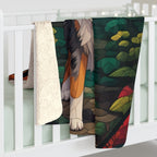 Australian Shepherd Low Poly Forest Sherpa Fleece Blanket | Dog Lover Gift