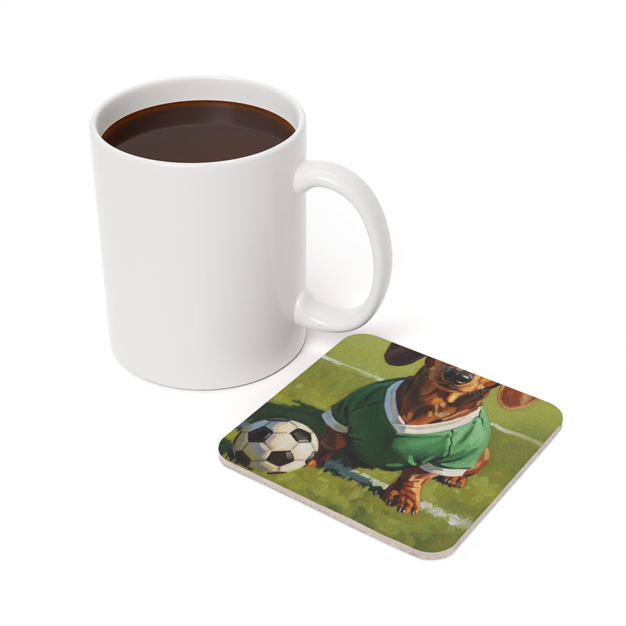 Dachshund Soccer Player Coaster | Oil Painting Dog Art | Wiener Dog Gift | Pet Portrait Decor