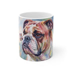 English Bulldog Watercolor Ceramic Coffee Mug 11oz, Soft Dog Painting, English Bulldog Lover Gift