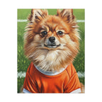 Pomeranian Soccer Portrait Oil Painting Canvas Wall Art | Pomeranian Gift | Dog Lover Decor | Pet Portrait Stretched Canvas Print