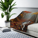 Acrylic Australian Shepherd - Autumn Woods | Sherpa Fleece Blanket