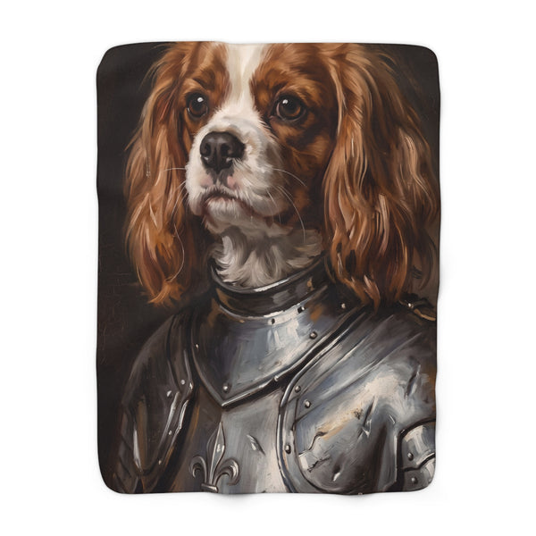 Cavalier King Charles Spaniel Medieval Knight Portrait Regal Throw Blanket | Premium Dog Art | Tritan