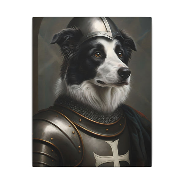 Border Collie Medieval Knight Portrait Canvas Wall Art, Regal Dog Painting, Border Collie Lover Gift, Stretched Canvas