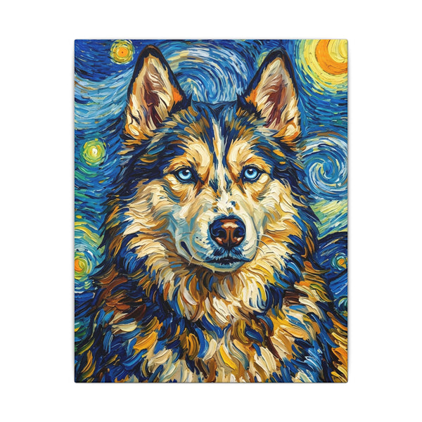 Siberian Husky Post-Impressionist Oil Painting Canvas Art | Dog Wall Decor