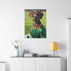 German Shorthaired Pointer Oil Painting Soccer Portrait Wall Art, GSP Dog Lover Gift, Canine Decor, Fetching Football Fan Canvas