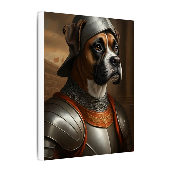 Boxer Medieval Knight Portrait Canvas Wall Art, Regal Dog Painting, Boxer Lover Gift, Stretched Canvas