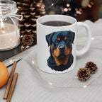 Rottweiler Stained Glass Cool Jewel Ceramic Mug 11oz | Dog Lover Gift