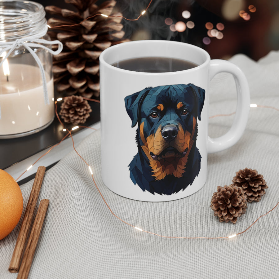 Rottweiler Stained Glass Cool Jewel Ceramic Mug 11oz | Dog Lover Gift