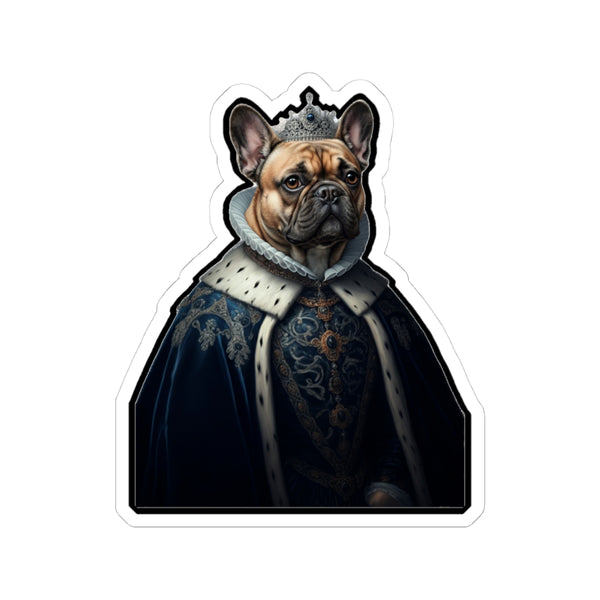 French Bulldog Kings & Queens Royal Portrait Sticker, Dog Portrait Vinyl Decal, Kiss-Cut Sticker, French Bulldog Lover Gift