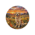 Golden Retriever Acrylic Gallery Print Sunset Prairie Drink Coaster | Premium Dog Prints | Tritan — primary view