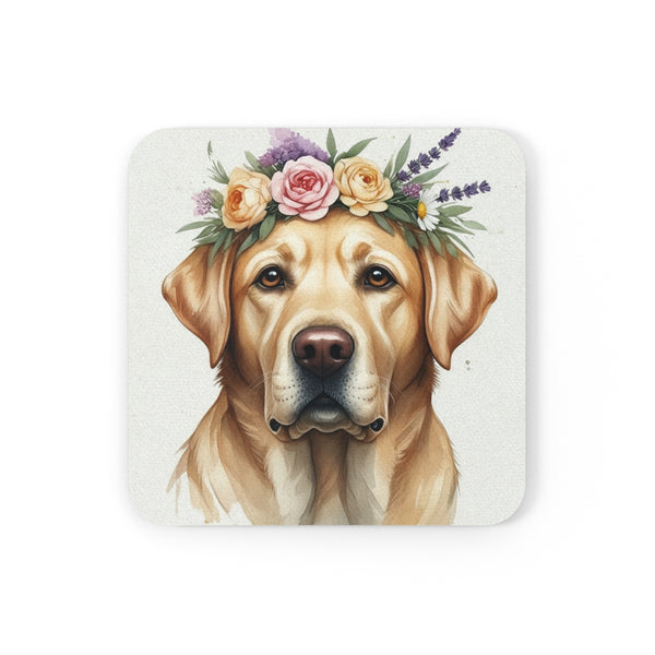 Labrador Retriever Watercolor Floral Crown Drink Coaster | Premium Dog Prints | Tritan