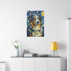 Australian Shepherd Post-Impressionist Oil Painting Canvas Art, Aussie Dog Wall Decor, Pet Lover Gift, Dog Mom Dad Present
