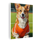 Corgi Oil Painting Soccer Portrait Canvas, Funny Dog Wall Art Decor, Pembroke Welsh Corgi Lover Gift for Him Her, Pet Art Print