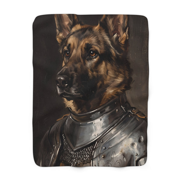 German Shepherd Medieval Knight Portrait Regal Throw Blanket | Premium Dog Art | Tritan