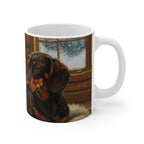 Acrylic Dachshund - Winter Hearth | Ceramic Mug 11oz