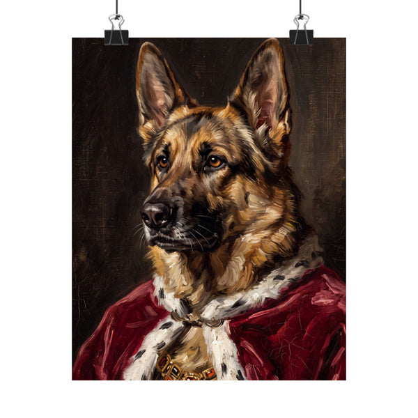 German Shepherd Kings & Queens Royal Portrait Matte Poster, Regal Dog Art Print, German Shepherd Lover Gift, Wall Art