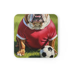 English Bulldog Coaster | Oil Painting Soccer Portrait Dog Art Decor | Pet Lover Gift for Bulldog Owners