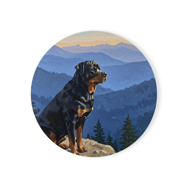 Acrylic Rottweiler - Mountain Overlook | Cork Back Coaster
