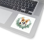 Corgi Watercolor Botanical Wreath Kiss-Cut Stickers | Premium Dog Prints | Tritan — view 5 of 12