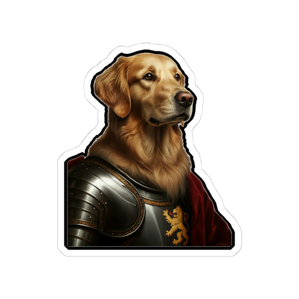 Golden Retriever Medieval Knight Portrait Sticker, Dog Portrait Vinyl Decal, Kiss-Cut Sticker, Golden Retriever Lover Gift