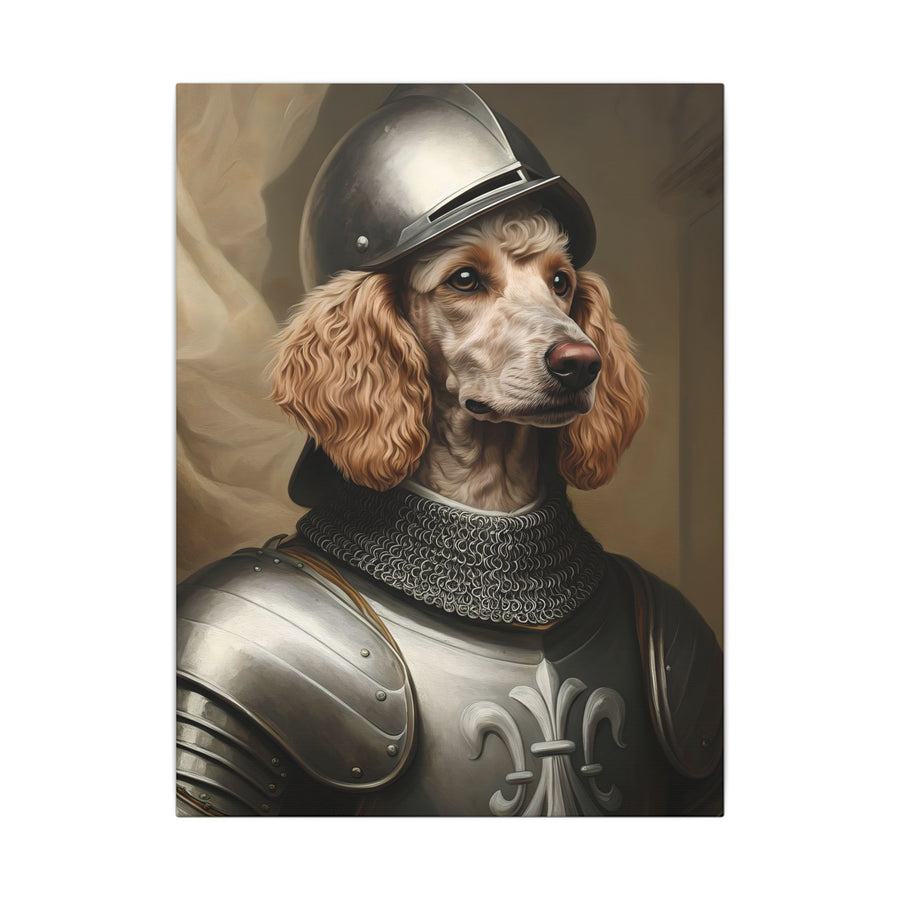 Poodle Medieval Knight Portrait Canvas Wall Art, Regal Dog Painting, Poodle Lover Gift, Stretched Canvas