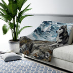 Acrylic Gallery Print Siberian Husky - Coastal Cliffside | Sherpa Fleece Blanket — view 8 of 9