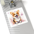 Corgi Watercolor Butterfly Bloom Kiss-Cut Stickers | Premium Dog Prints | Tritan — view 9 of 12