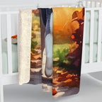 Siberian Husky Watercolor Autumn Path Throw Blanket | Premium Dog Prints | Tritan — detail view