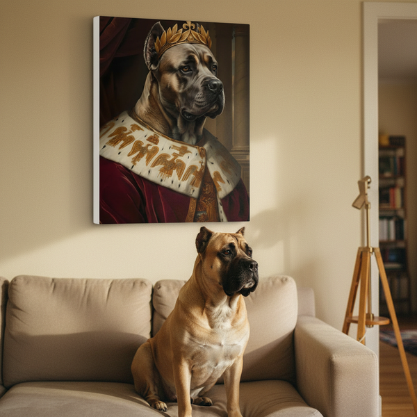 Cane Corso Renaissance Royal Portrait Canvas Wall Art, Regal Dog Painting, Cane Corso Lover Gift, Stretched Canvas — Lifestyle View
