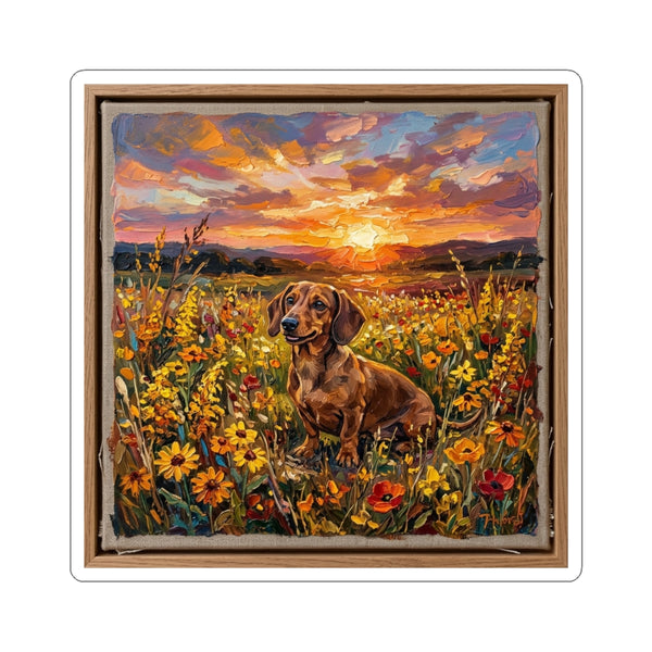 Dachshund Acrylic Gallery Print Sunset Prairie Kiss-Cut Stickers | Premium Dog Prints | Tritan
