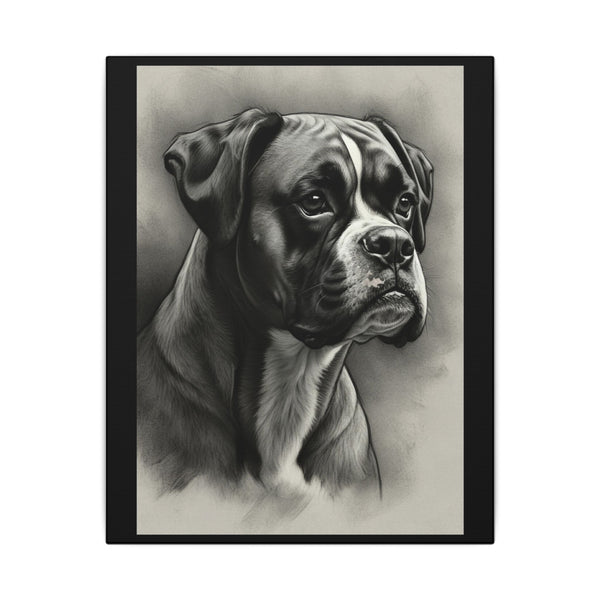 Boxer Charcoal Portrait Canvas Art, Dog Lover Gift, Boxer Mom Dad Decor, Pet Wall Art Print, Stretched Canvas