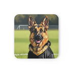 German Shepherd Oil Painting Soccer Coaster, GSD Art Print, Dog Lover Gift, Pet Owner Decor, Football Fan Present, Dog Mom