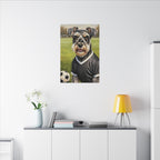 Miniature Schnauzer Soccer Portrait Oil Painting Canvas Wall Art, Schnauzer Dog Lover Gift, Pet Decor, Sports Fan Home Decor