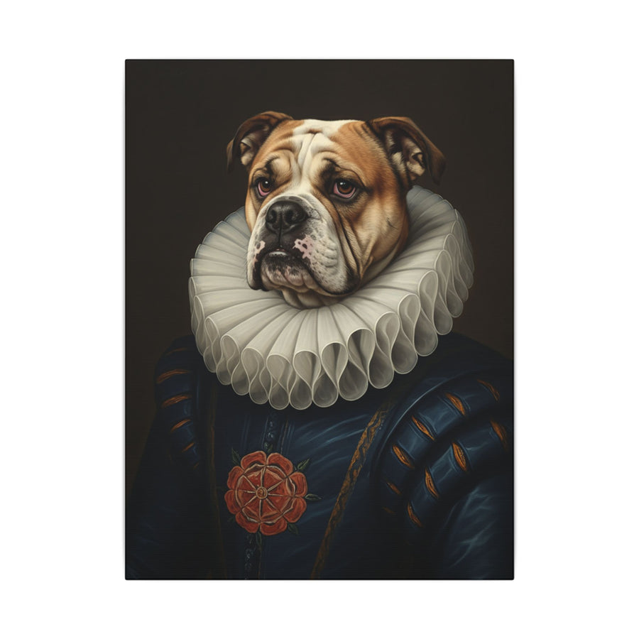 English Bulldog Renaissance Royal Portrait Canvas Wall Art, Regal Dog Painting, English Bulldog Lover Gift, Stretched Canvas