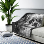 Shih Tzu Charcoal Portrait Sherpa Fleece Blanket | Dog Lover Gift