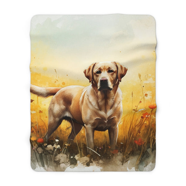 Labrador Retriever Watercolor Meadow Golden Throw Blanket | Premium Dog Prints | Tritan