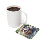 Australian Shepherd Watercolor Garden Peek Drink Coaster | Premium Dog Art | Tritan