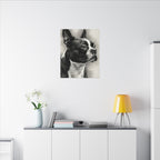 Boston Terrier Charcoal Portrait Canvas | Dog Lover Gift | Pet Memorial Wall Art | Modern Home Decor | Black & White Dog Painting Print