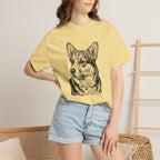 Corgi Print Shirt | Woodcut Style Dog Tee