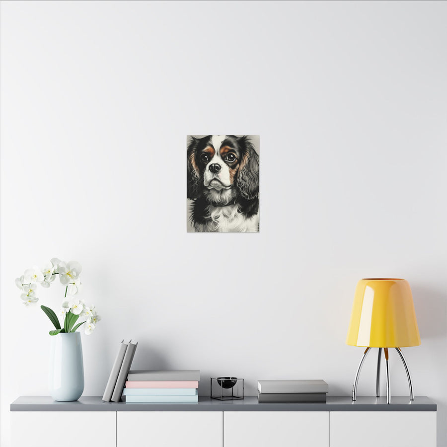 Cavalier King Charles Spaniel Charcoal Portrait Canvas Wall Art | Dog Lover Gift | Pet Memorial Decor