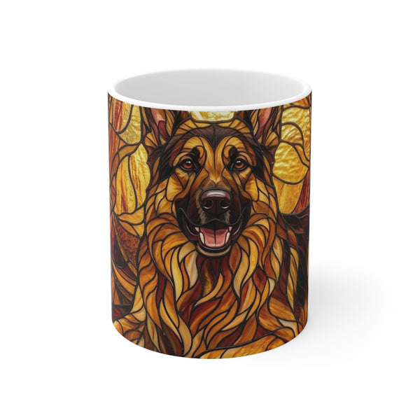 German Shepherd Stained Glass Warm Jewel Ceramic Mug 11oz | Dog Lover Gift