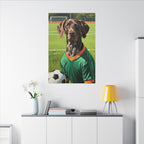 German Shorthaired Pointer Oil Painting Soccer Portrait Wall Art, GSP Dog Lover Gift, Canine Decor, Fetching Football Fan Canvas