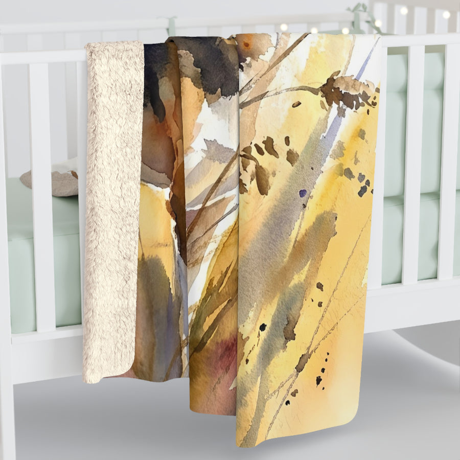 Beagle Watercolor Meadow Golden Throw Blanket | Premium Dog Art | Tritan