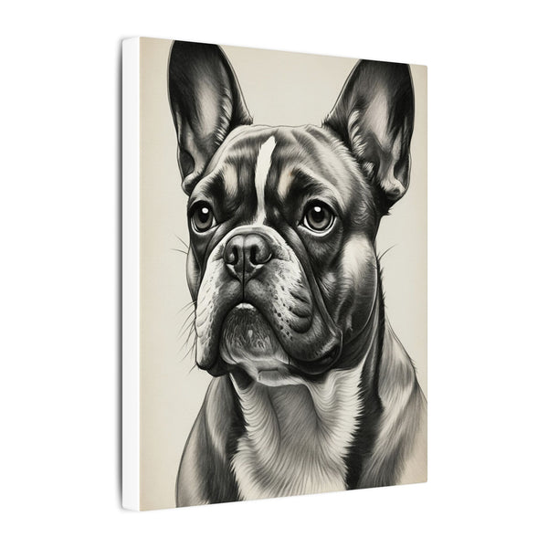 French Bulldog Charcoal Art Print, Dog Portrait Canvas Wall Art, Frenchie Lover Gift, Pet Decor, Stretched Canvas, Ready to Hang