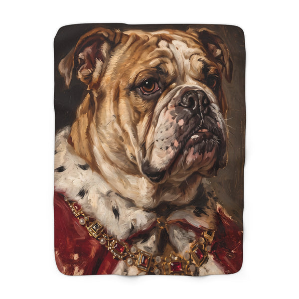 English Bulldog Kings & Queens Royal Portrait Regal Throw Blanket | Premium Dog Art | Tritan